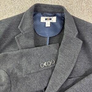 Joseph Abboud Mens L Gray Textured Knit Blazer Sport Coat Elbow Patches Career